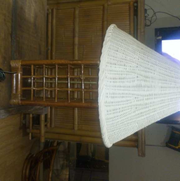 70s style Rattan & wicker lamp, - Picture 2 of 4